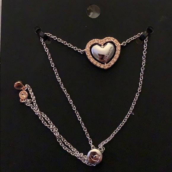 Coach Halo Heart Chain Rose Gold & Silver Bracelet - Picture 4 of 5